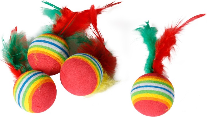 Karlie Palle arcobaleno con piuma (Palla giocattolo per gatti)