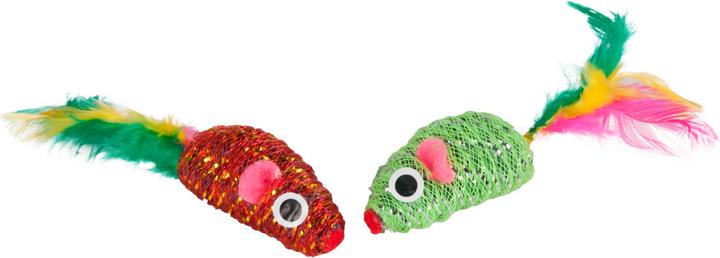 Actual product image Karlie Mouse Feathers in drum (Play mouse cat)