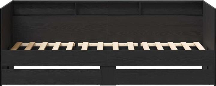 Actual product image vidaXL Daybed With Drawers In Concrete Grey 90X200 Cm Engineered Wood Black Oak (90 x 200 cm)