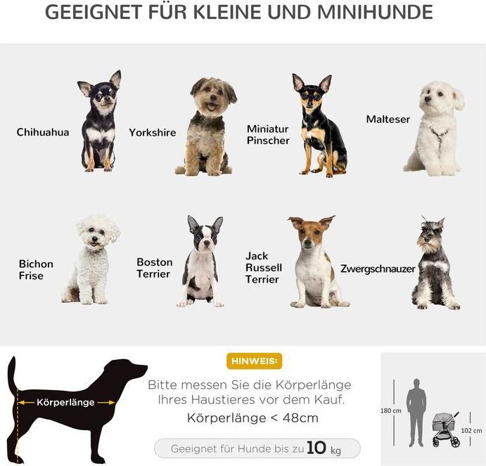 Actual product image PawHut Dog buggy with removable basket (Dog, Foldable)