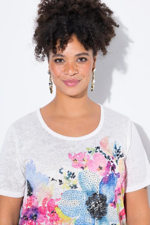 Produktbild Miamoda T-Shirt, Komfort Fit, Blumen-Muster, Glitzersteinchen (60)