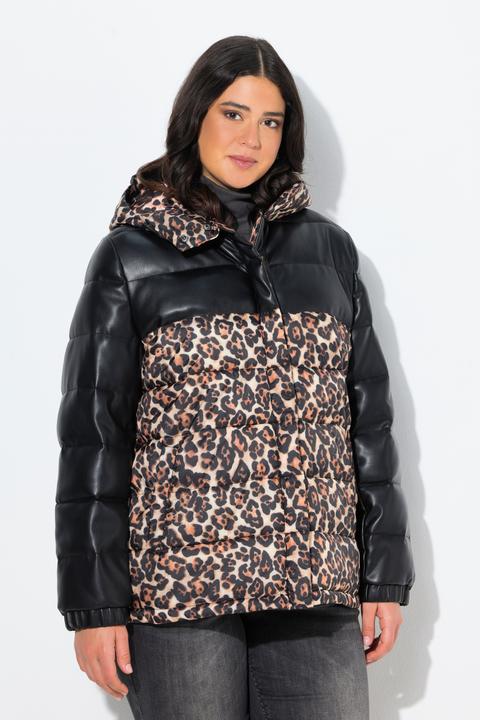 Immagine prodotto Ulla Popken Giacca trapuntata HYPRAR con similpelle, design leopardato e materiale riciclato (58)