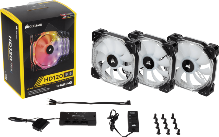 Produktbild Corsair HD120 RGB mit Controller (120 mm, 3 x)