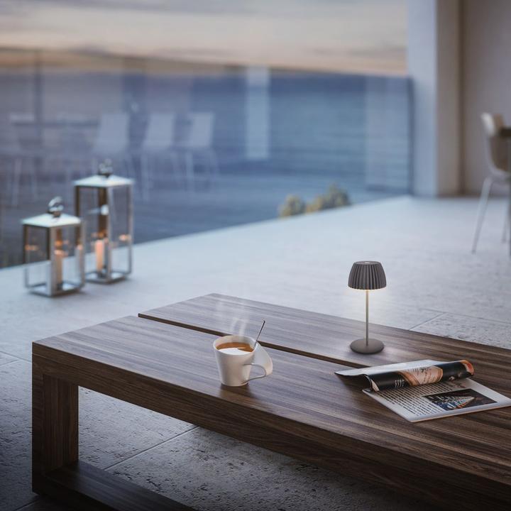 Produktbild Briloner Brilo unplugged RIFFLE Akku Mini Tischleuchte mit Lichtkante - Anthrazit (150 lm)