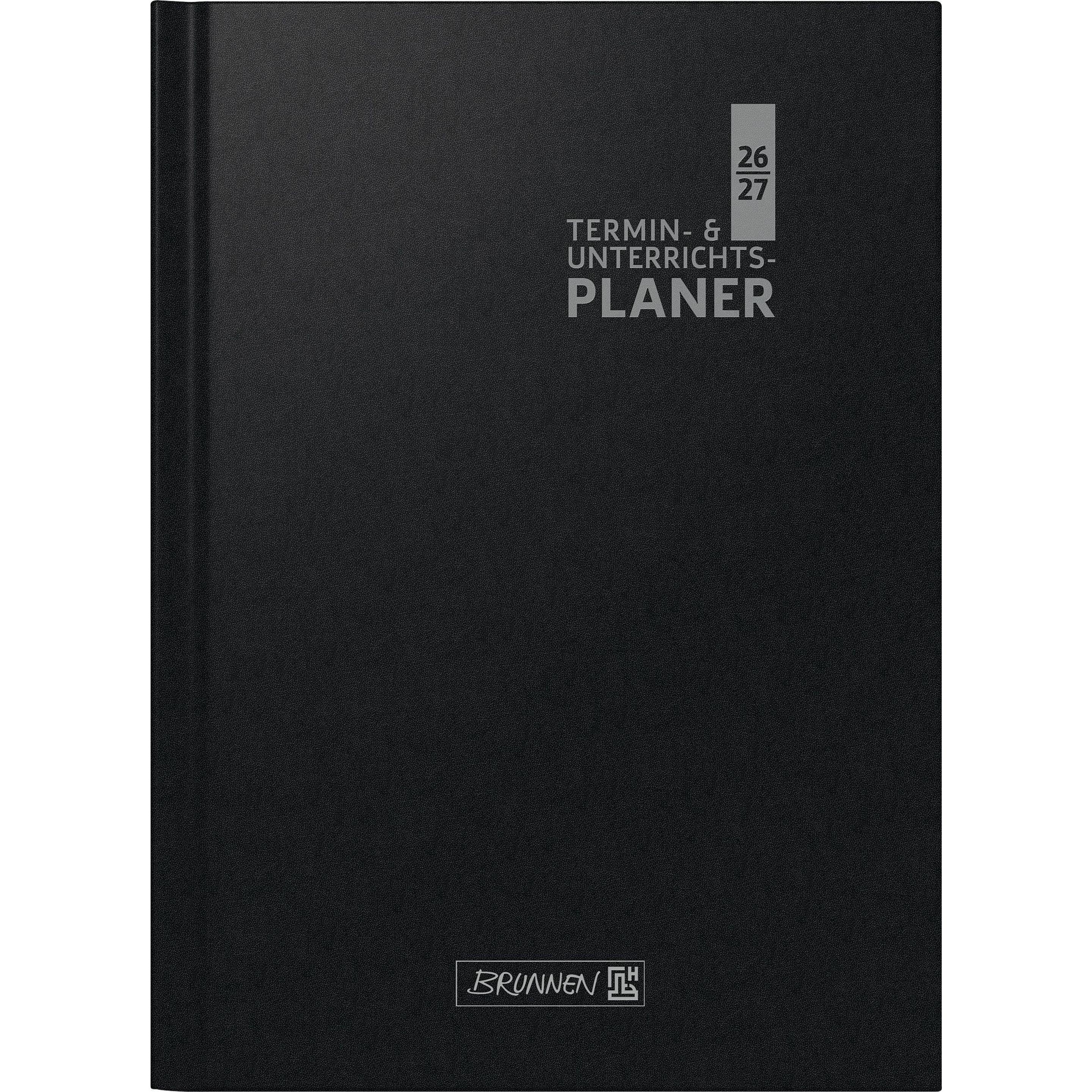 Brunnen, Agenda, Appointment & Lesson Planner 2026/2027 A4, plastic, black (A4, 1 settimana / 2 pagine)