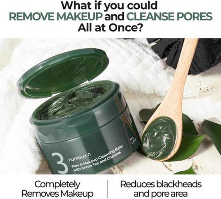 Actual product image Numbuzin No.3 Pore & Makeup Cleansing Balm with Green Tea and Charcoal (Facial cleansing wipes)
