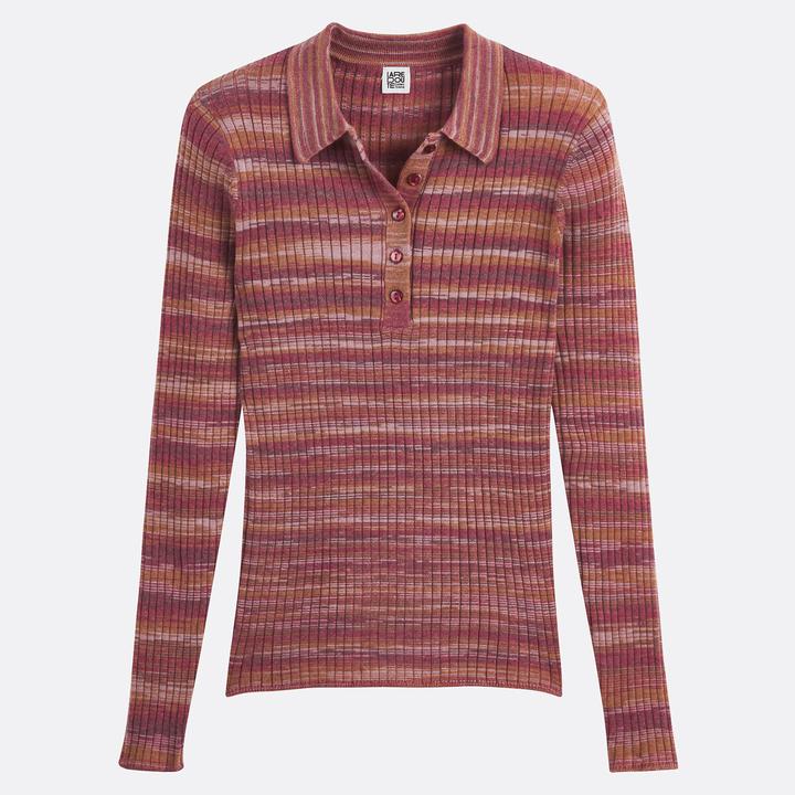 Actual product image La Redoute Collections Pullover mit geknöpftem Polokragen aus feinem Rippstrick (XS)