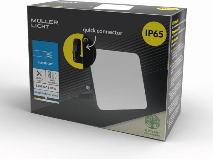Actual product image Müller Licht Müller-Licht Orlando 21600073 LED-Aussenstrahler 30 W Neutralweiss (3300 lm, IP65)