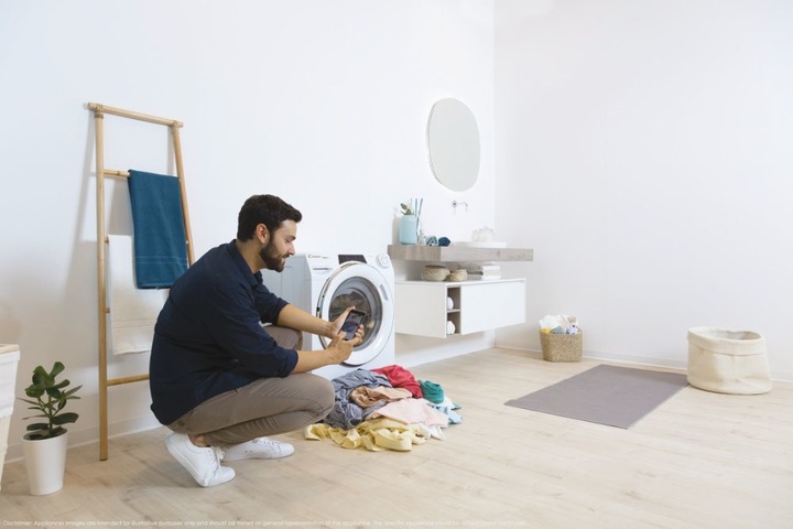 Actual product image Candy RO14146DWMCE/1-S Washing Machine, A, Front loading, Depth 60 cm, 14 kg, White (14 kg, Left)
