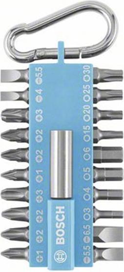 Actual product image DIY 21-piece screwdriver bit set with snap-hook (light blue) (SL 6.5, SL 5.5, HEX6, PZ1, HEX4, PH2, T15, T25, PH3, T20, T30, PZ2, HEX5, PZ3, PH1, SL4, HEX3)