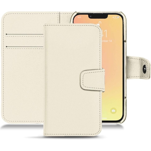 Noreve Lederschutzhülle Wallet (Apple iPhone 13 mini), Smartphone Hülle, Weiss