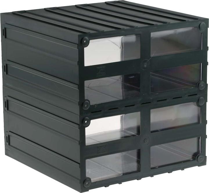 Produktbild RS PRO Kunststoff Schubladenmagazin Transparent, 2 Einschübe, 208mm x 208mm x 222mm