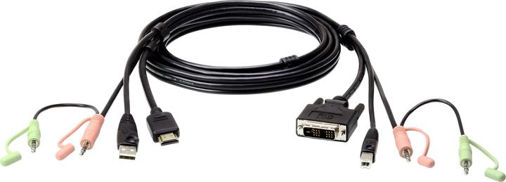 Câble KVM ATEN 2L-53xxU VGA-USB-Audio - Longueur 3 M, Pour Connecter PC à Console KVM, Compatible CE/CS Série