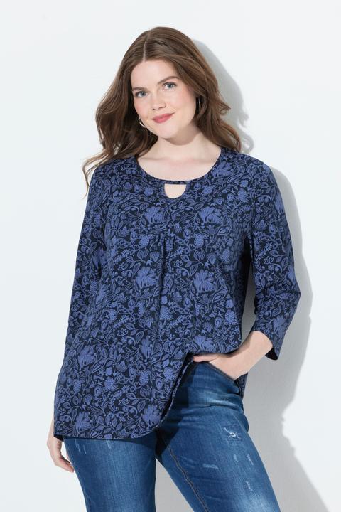 Produktbild Ulla Popken Shirt, Blüten, A-Linie, Rundhals, 3/4-Arm (42, 44)
