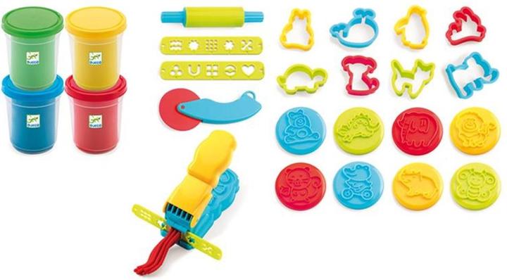 Actual product image Djeco Large kneading set (4 colours, 15 tools)