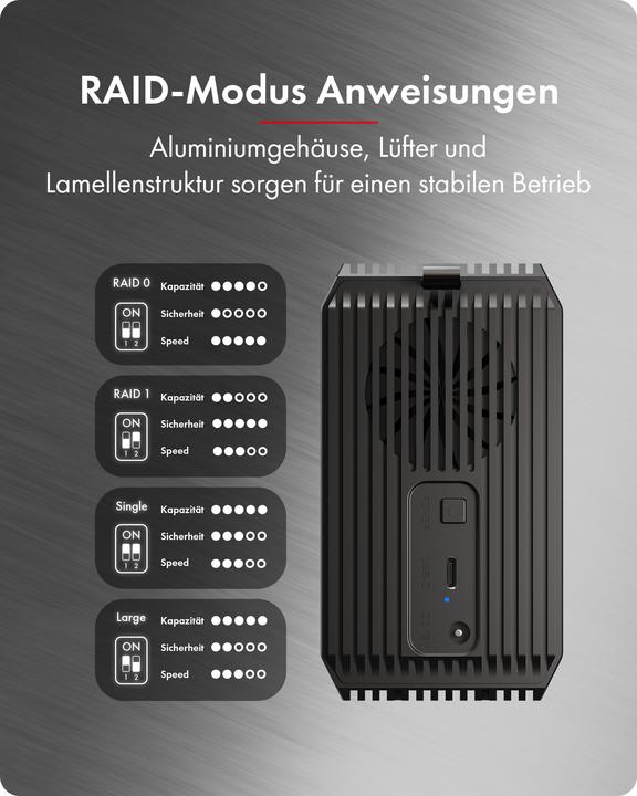 Productafbeelding Icy Box Raid System IcyBox für 2-Bay 2,5"/3,5" SATA HDD/SSD (2.5", 3.5")