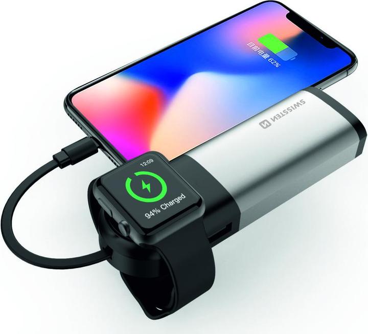 Produktbild Swissten 2in1 Apple Watch MFi Powerbank 6700 mAh (6700 mAh, 10.50 W, 10.50 Wh)