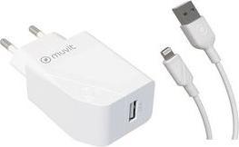 Actual product image Muvit For Change Pack Chargeur Secteur 12w+Cable Lightning 1.2m Blanc (12 W, 1 portion)