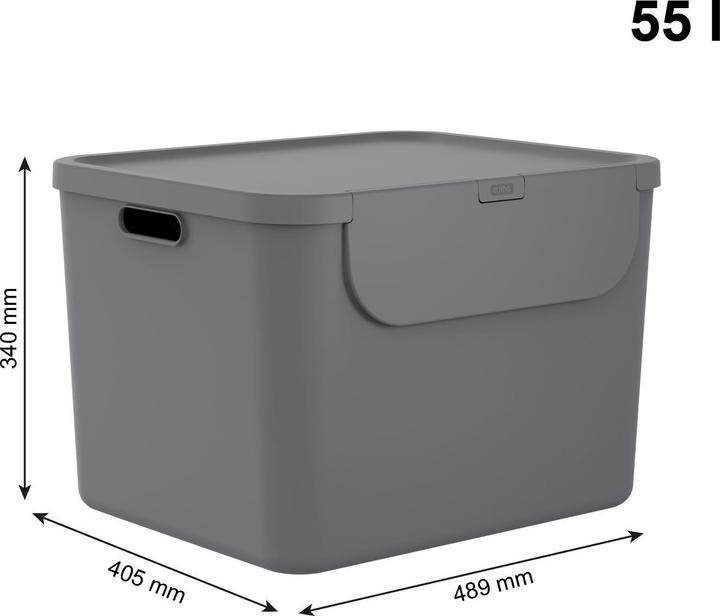 Image du produit Rotho Recyclingbehälter ALBULA 3 tlg. 100 l, Blau/Anthrazit (100 l)