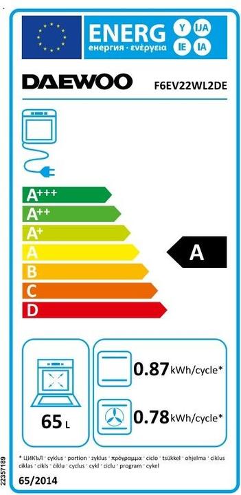 Label énergétique Daewoo F6EV22WL2DE