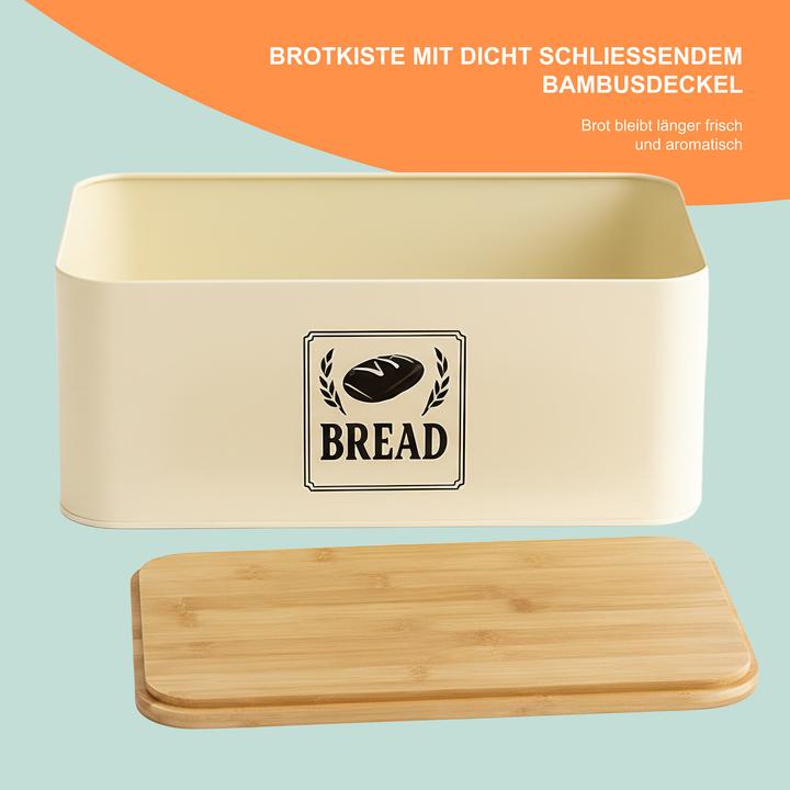 Actual product image Relaxdays Brotkasten mit Bambusdeckel Retro-Design