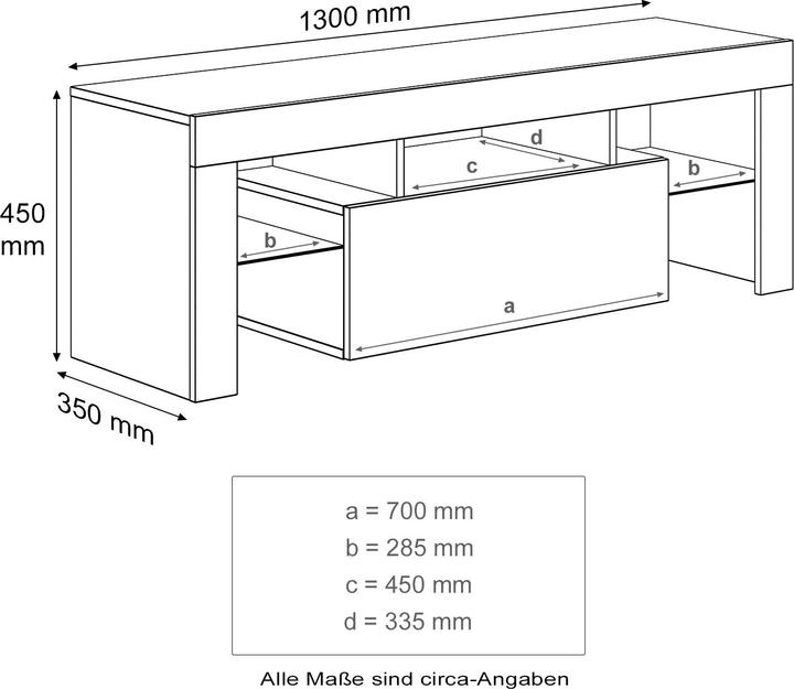 Actual product image SONNI TV-Schrank weiss, 130 x 35 x 45 cm, TV-Panel Hochglanz, mit LED-Beleuchtung (konfigurierbar in (130 x 35 x 45 cm)
