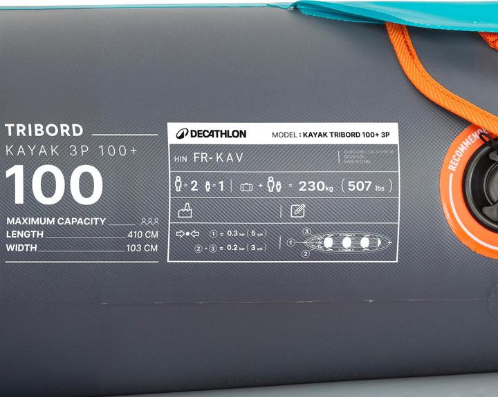 Produktbild Tribord Inflatable canoe kayak 2/3 person - 100+ Blue (3 Pers.)