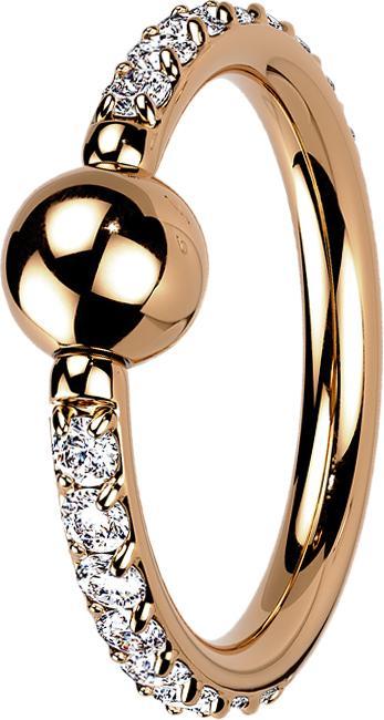 Produktbild Star Piercing Ball Closure Ring rosegold seitlich Kristalle silber (ohne Messing, Titan)
