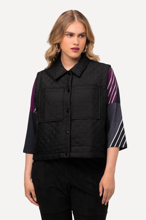 Actual product image Ulla Popken Quilted Snap Front Crop Vest (54)