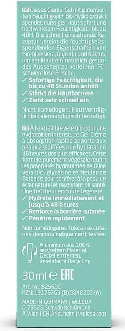 Nutritional values and ingredients Weleda 48h Hydration Cream Gel (30 ml, Face gel)