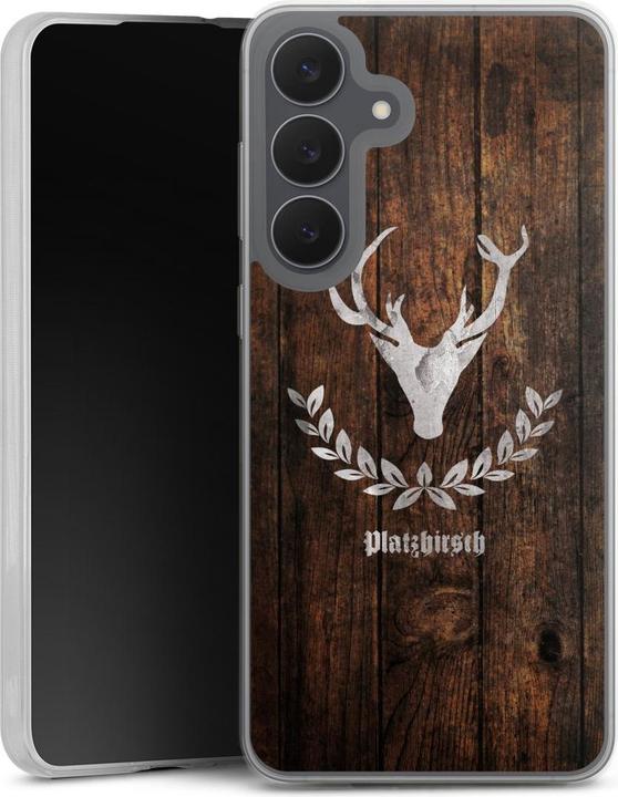 Produktbild DeinDesign Slim Case für Samsung Galaxy S25 FE Silikon Hülle Ultra Dünn Handyhülle Hirsch Holz Holzoptik (Samsung Galaxy S25 FE)