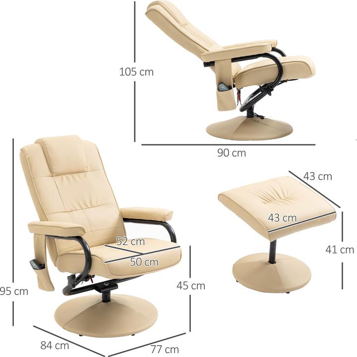 Image du produit Homcom Fauteuil TV Entspannung-Pur, fauteuil et pouf pivotants