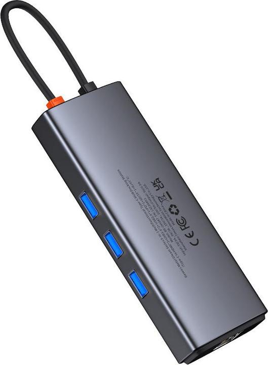 Actual product image Baseus Metal Gleam Series 9-in-1 Multifunctional Type-C HUB Docking Station Gray Type-C to HDMI*2+USB3.0*2 (USB-C, 9 ports)