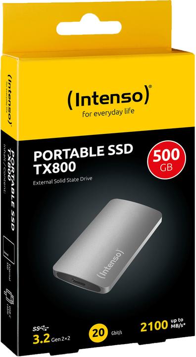 Actual product image Intenso SSD 500GB TX800 1.8" USB 3.2 Gen1 Anthracite (0.50 TB)