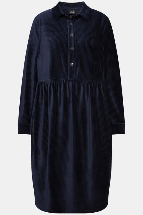 Immagine prodotto Ulla Popken Abito dal taglio oversize in velluto a coste con collo da camicia e maniche lunghe e blusanti (50, 52)