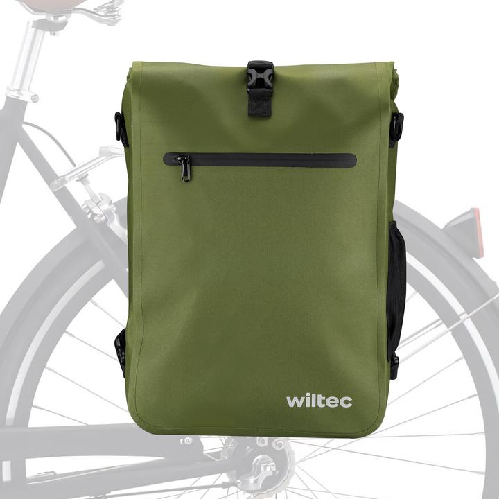 Produktbild Wiltec Gepäckträgertasche oliv 25l Fahrradtasche Rucksack Gepäcktasche (25 l, Gepäckträgertasche)