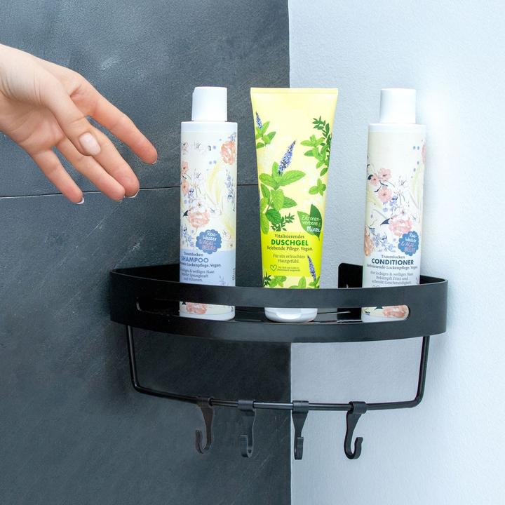 Actual product image Intirilife Shower tray with 2 hooks for drilling or gluing