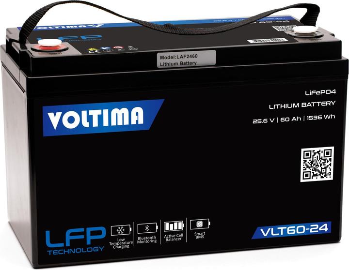 Actual product image Voltima VLT60 24V LiFePO4 Lithium Versorgungsbatterie 60Ah mit App (24 V, 60 Ah)