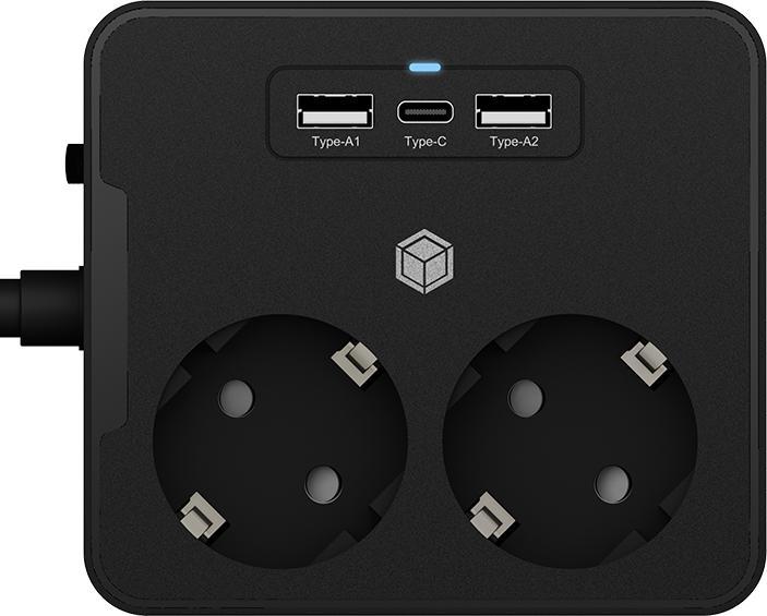 Actual product image Icy Box Tischhalterung (2x, CEE 7/3, 1.90 m)