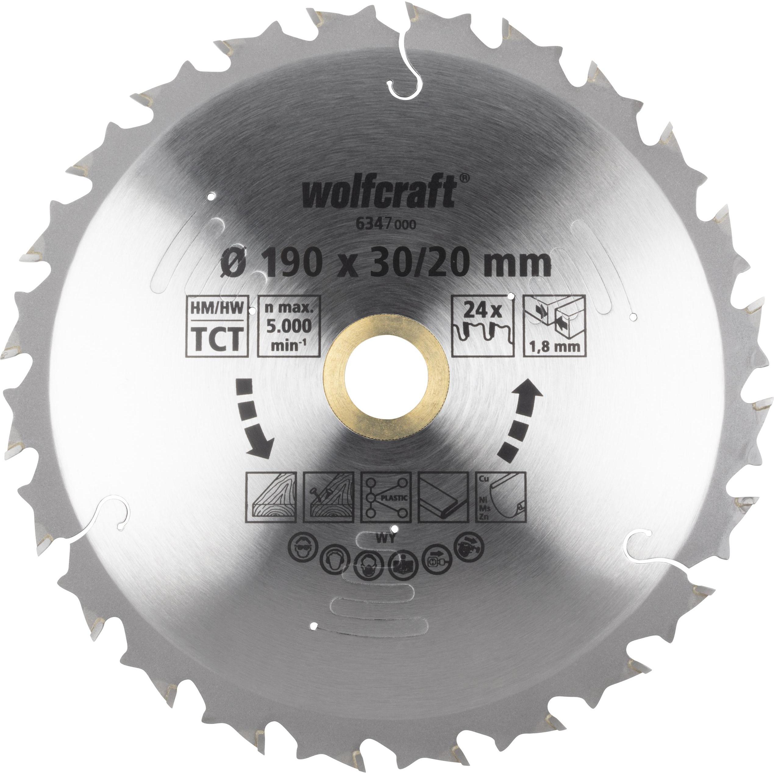 wolfcraft, Sägeblatt, Kreissägeblatt für Akku-Handkreissägen Serie lila, Ø 190 mm