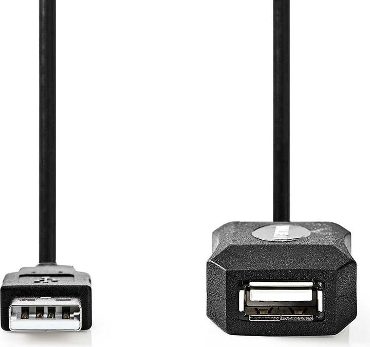 Actual product image Nedis Active USB cable | USB 2.0 | USB-A male | USB-A female | 480 Mbps | 5.00 m | Round | Vernick (5 m, USB 2.0)