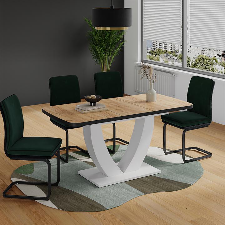 Produktbild Vicco Esstisch Fenaro, Goldkraft Eiche/Weiss/Weiss, 120 x 80 cm ausziehbar (120 x 80 x 77.40 cm)