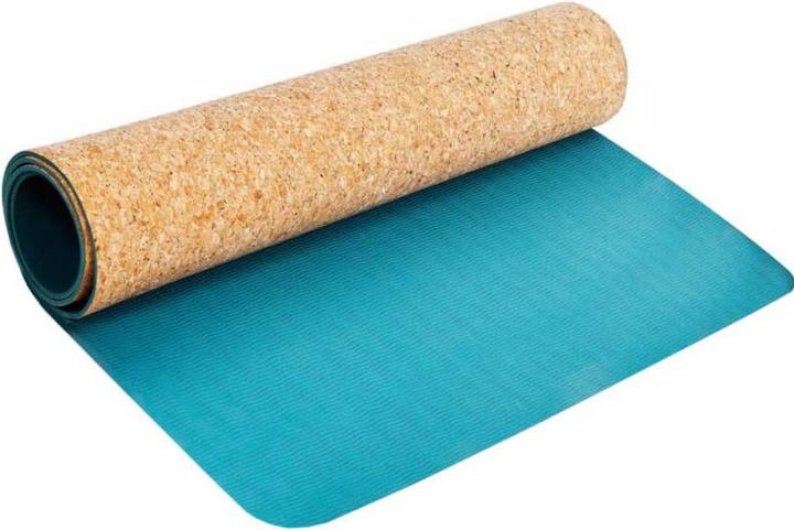 Spokey SAVASANA tapis de yoga, deux couches, surface antidérapante, 180 x 60 x 0,4 cm, Mėlyna, liège/TPE (4 mm)