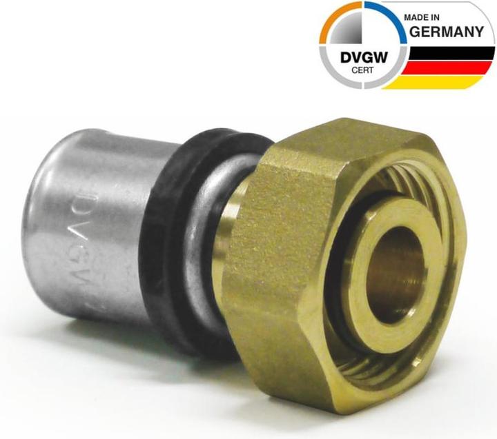 Actual product image Sanpro Pressfitting transition fitting + IG Euro cone, size 20x2, material brass (Press connection)