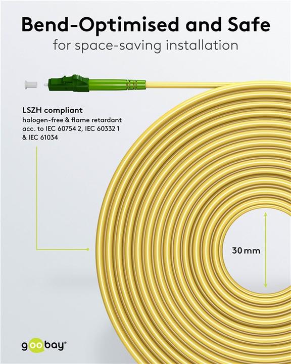 Image du produit Goobay Câble à fibre optique FTTH, monomode OS2 jaune, jaune simplex, 20 m (S/UTP, CAT6, 20 m)