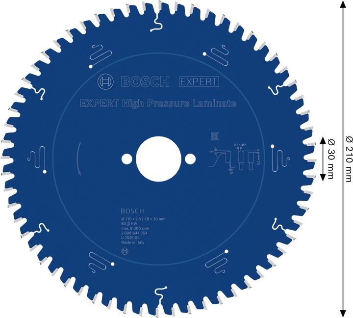Produktbild Bosch Professional Zubehör Kreissägeblatt Expert for High Pressure Laminate, 210 x 30 x 2,8 mm, 60