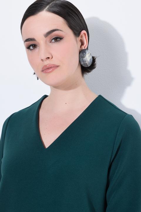 Image du produit Ulla Popken Robe en jersey avec poches, décolleté en V et manches 3/4 (62)