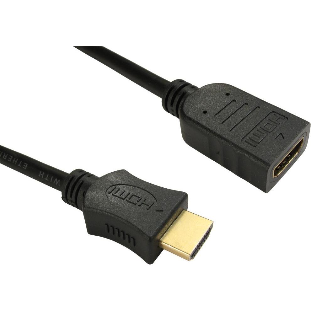 Cables Direct CDL 2m High Speed HDMI M to F Bk (2 m, HDMI), Video Kabel