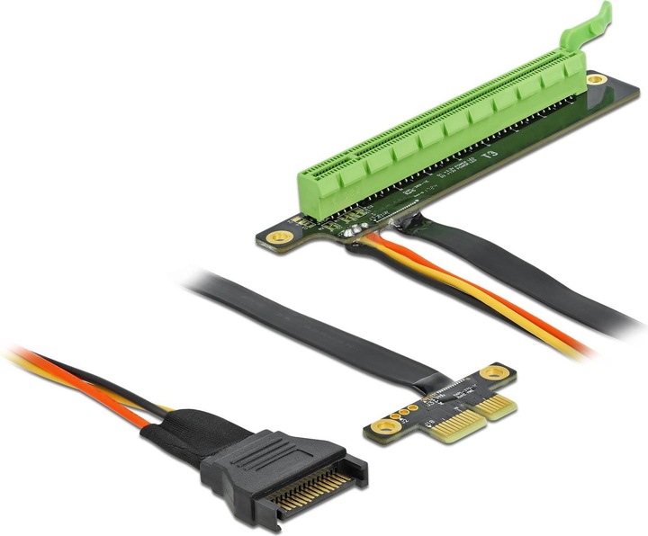 Produktbild Delock PCI-E Riser Karte x1 zu x16 flexibel, gewinkelt, 80 cm, SATA