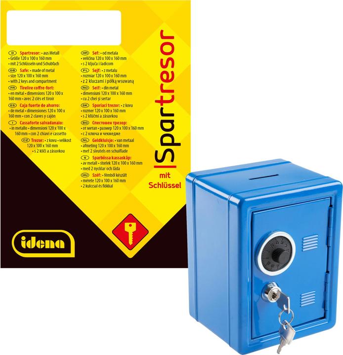 Actual product image Idena Saving safe blue 120x100x160mm (12 x 10 x 16 cm)